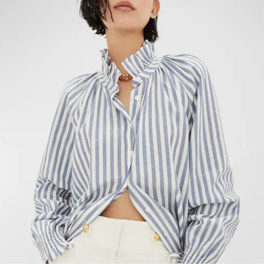 Veronica Beard Callisto Seersucker Washed Shirt
